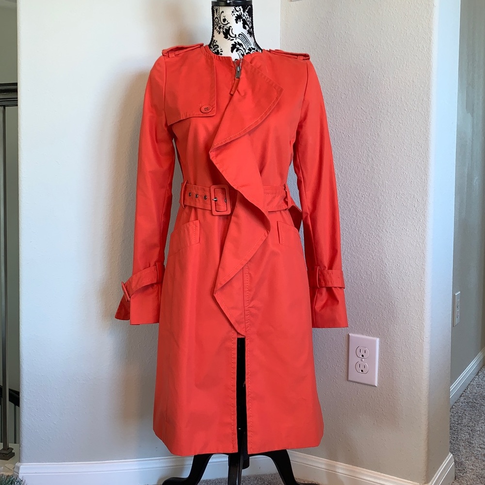 NWT BCBG MAXAZRIA Woven Saffron Ruffle Coat Sz XS